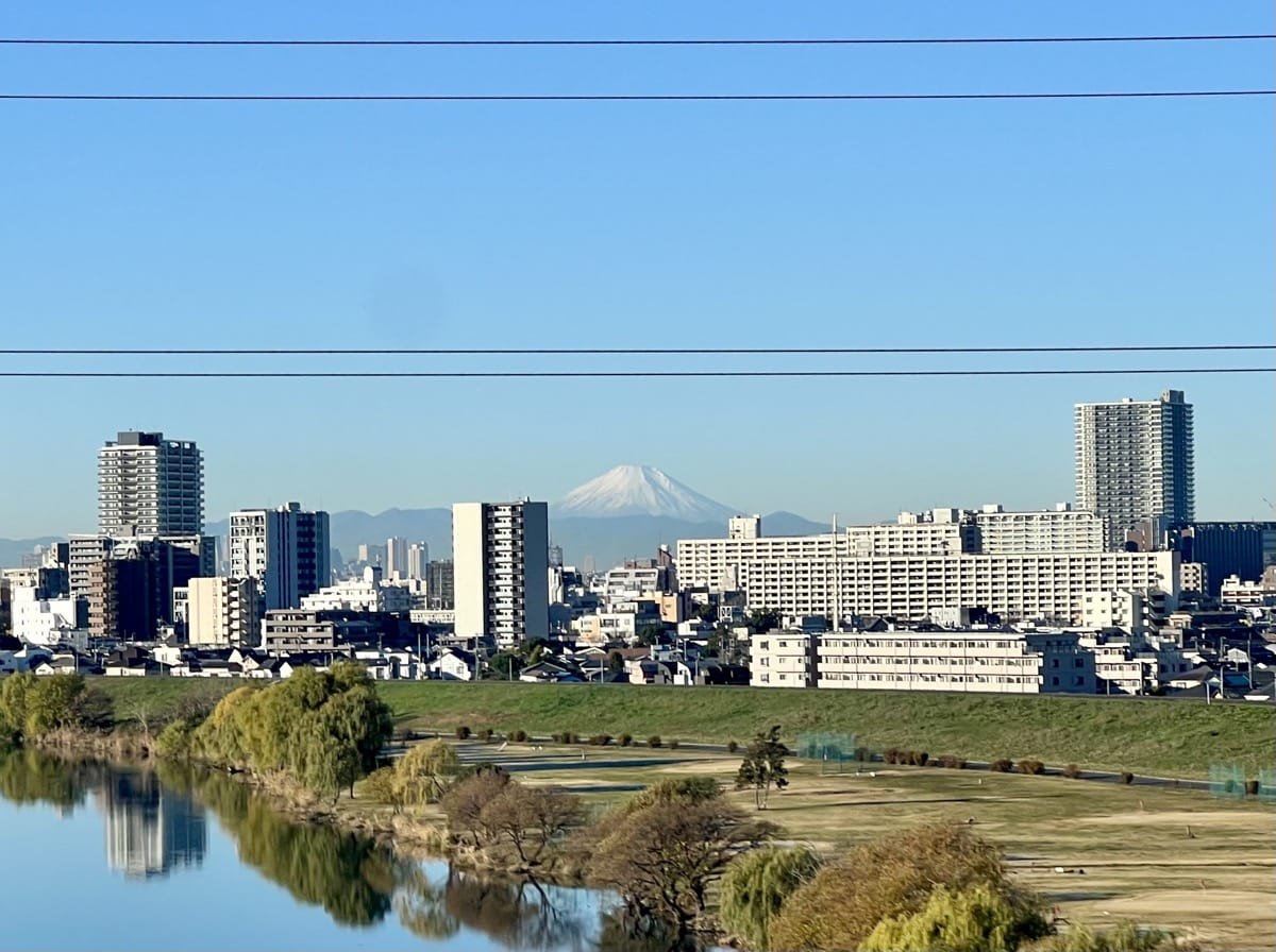 Fuji with buildings